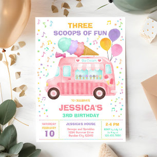 Invitación Camión De Helado Cucharadas De Diversión Invitació