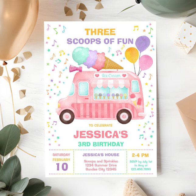 Invitación Camión De Helado Cucharadas De Diversión Invitació (Subido por el creador)