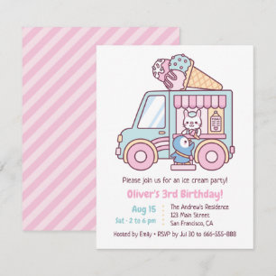 Invitación Camión de helado lindo para fiesta de cumpleaños d