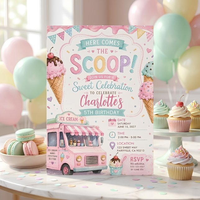 Invitación Camión de Helado Pastel Cumpleaños  (Subido por el creador)