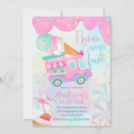 Invitación Camión de Helado Tres Cucharadas de Diversión Cump