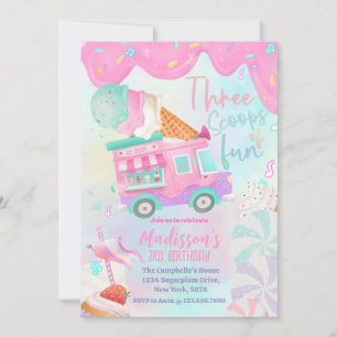 Invitación Camión de Helado Tres Cucharadas de Diversión Cump