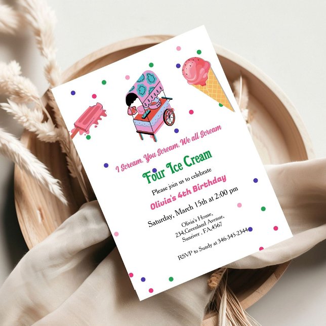Invitación Camión de helados fiesta de cumpleaños de Girly (Subido por el creador)