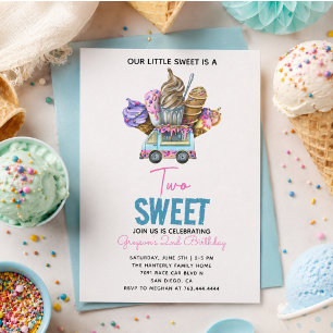 Invitación Camión de helados para niño cumpleaños 2 "Dos Dulc