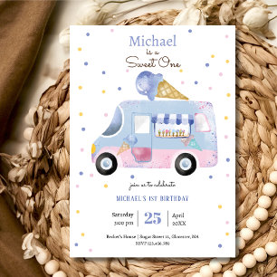 Invitación Camión de helados Sweet One cumple un año