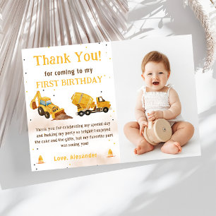 Invitación Camión de la construcción - Foto de cumpleaños - T