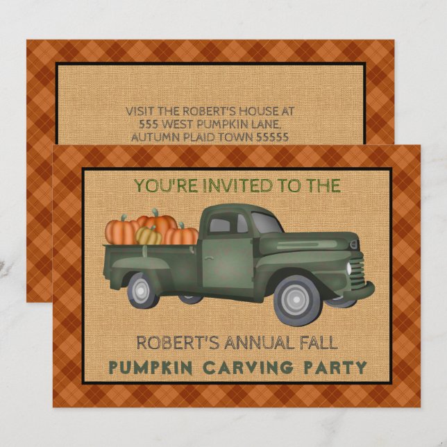 Invitación Camión de la granja de animales de la época de Hal (Anverso / Reverso)