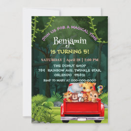 Invitación Camión de la jungla del Zoológico de Cute camión t