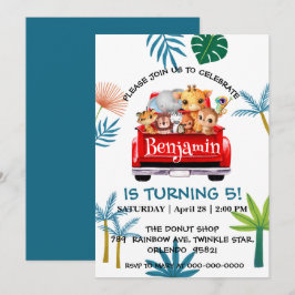 Invitación Camión de la jungla del Zoológico de Cute camión t