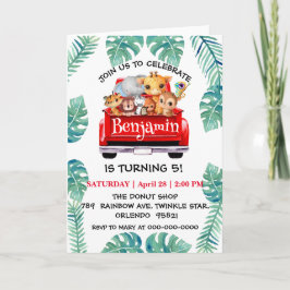 Invitación Camión de la jungla del Zoológico de Cute camión t