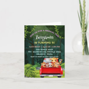 Invitación Camión de la jungla del Zoológico de Cute camión t