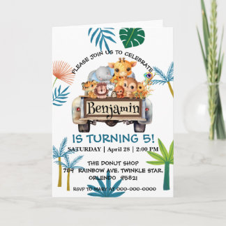 Invitación Camión de la jungla del Zoológico de Cute camión t