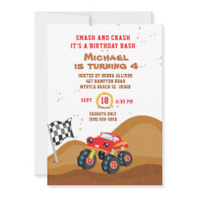 Camión de Monstruo Rojo 4ª Carreras de cumpleaños