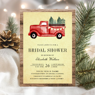 Invitación Camión de Navidad Rojo de Madera Foto Despedida de