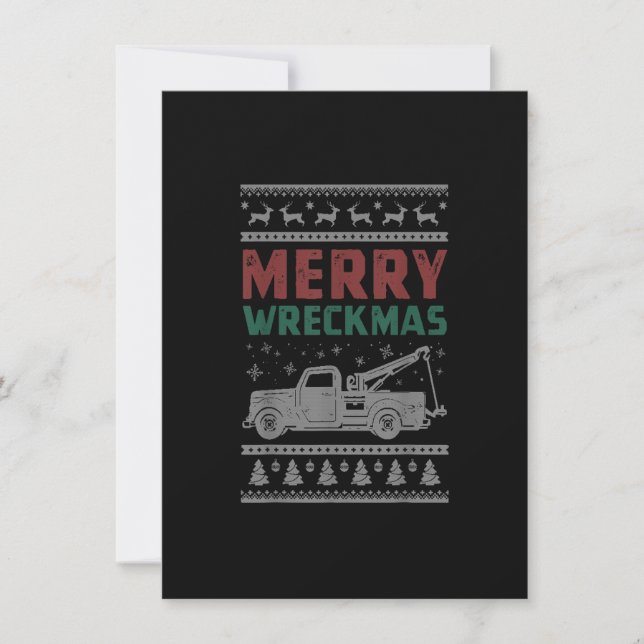 Invitación Camión de remolque Navidades feos suéter camiseta  (Anverso)