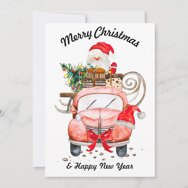 Invitación camión de Santa de año nuevo feliz Navidad (Anverso)