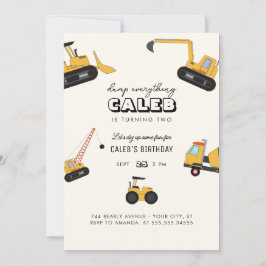 Invitación Camión de vertedero de construcción Niños Fiesta d