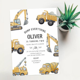 Invitación Camión de Volteo de Construcción Cumpleaños 3