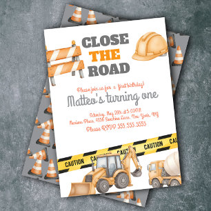 Invitación Camión de Volteo de Cumpleaños de Vehículos de Con