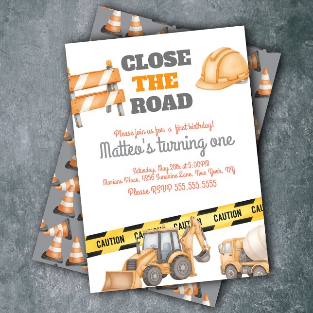 Invitación Camión de Volteo de Cumpleaños de Vehículos de Con (Subido por el creador)