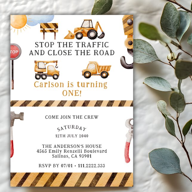 Invitación Camión de Volteo en Construcción Fiesta de Cumplea (Subido por el creador)