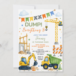 Invitación Camión de volteo todo únete a la fiesta de cumplea