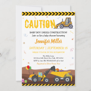 Invitación Camión excavador en construcción Cumpleaños de beb
