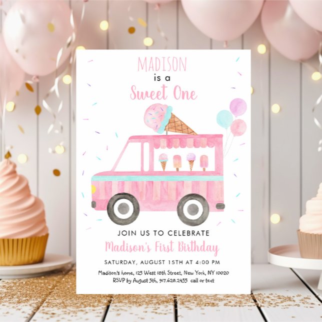 Invitación Camión helado dulce de un cumpleaños (Subido por el creador)