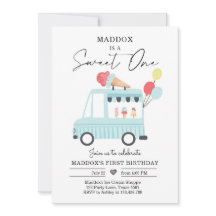 Camión helado primer cumpleaños Invitar a niño dul