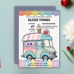 Invitación Camión moderno con crema de hielo aspira Baby Show