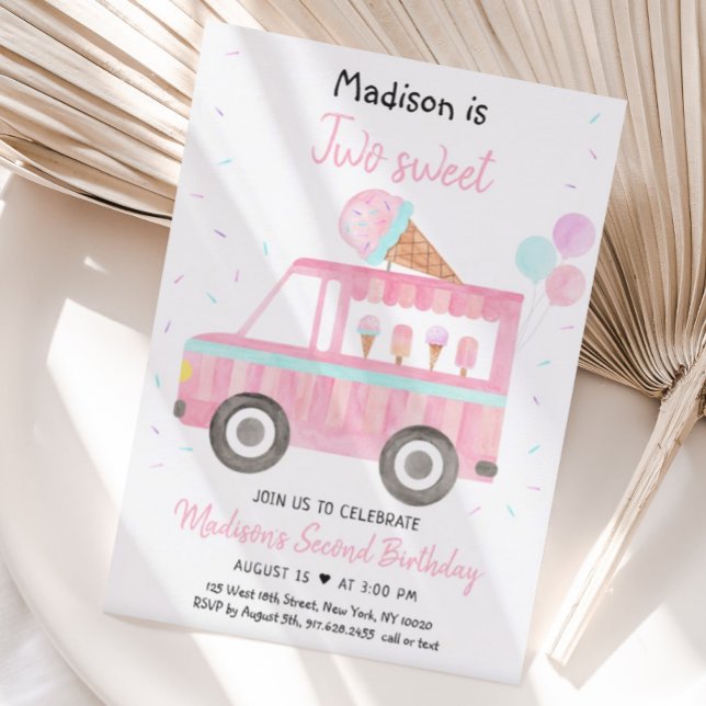 Invitación Camión moderno con crema de hielo dos días de cump (Subido por el creador)