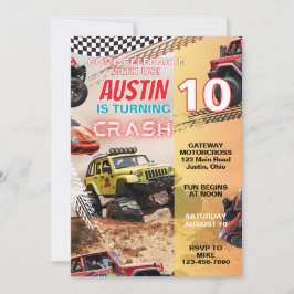 Invitación Camión Monster Boys Cualquier Cumpleaños de Edad