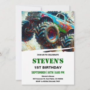 Invitación camión monstruo 1º cumpleaños