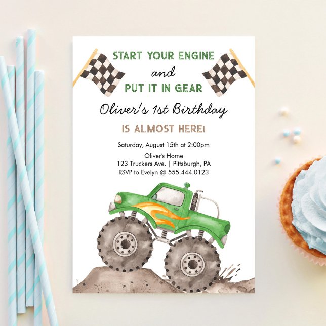 Invitación Camión Monstruo, Arranca Tus Motores Cumpleaños de (Subido por el creador)