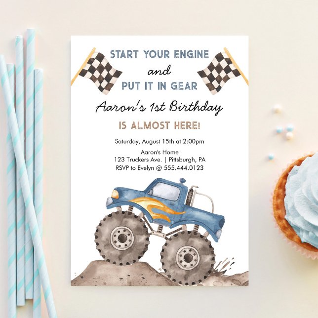 Invitación Camión Monstruo, Arranca Tus Motores Cumpleaños de (Subido por el creador)
