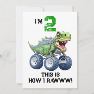 Invitación Camión monstruo de los dinosaurios, cumpleaños per