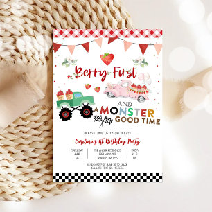 Invitación Camión Monstruo del Primer Cumpleaños de Berry