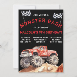 Invitación Camión monstruo, fiesta de cumpleaños de Monster B