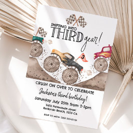 Invitación Camión Monstruo THIRD Gear cumpleaños 3 años niños