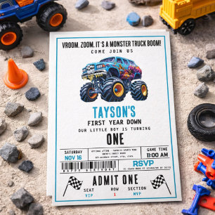 Invitación Camión Monstruo Vroom Zoom Boom   Fiesta de Cumple