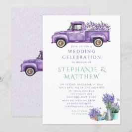 Invitación Camión morado de cosecha de vintage Wisteria Boda