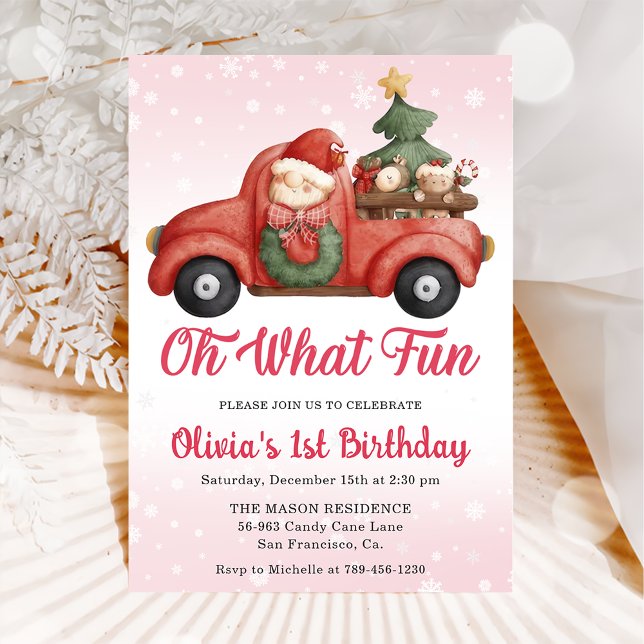 Invitación Camión navidad Oh Qué Divertida Fiesta de Cumpleañ (Subido por el creador)