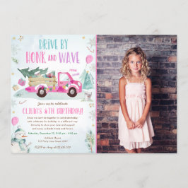 Invitación Camión Rojo De Invierno A Través Del Cumpleaños Ch