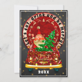 Invitación Camión Rojo Feliz Brunch Navidad Cena Santa Fun