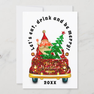 Invitación Camión Rojo Feliz Navidad Brunch Cena Santa