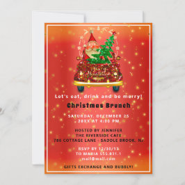 Invitación Camión rojo Merry Árbol de Navidad Brunch Cena roj