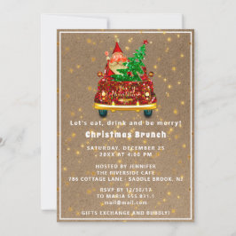 Invitación Camión Rojo Merry Árbol de Navidad Brunch Cena Rus