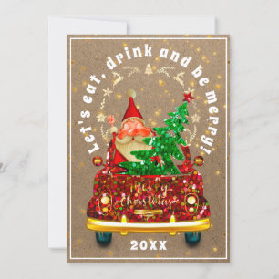Invitación Camión Rojo Merry Árbol de Navidad Brunch Cena Rus