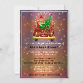 Invitación Camión rojo Merry Rosa de brunch de árbol de Navid