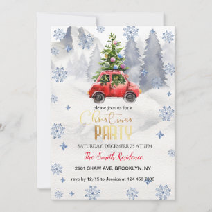 Invitación Camión Rojo navidades, Montañas Snowy